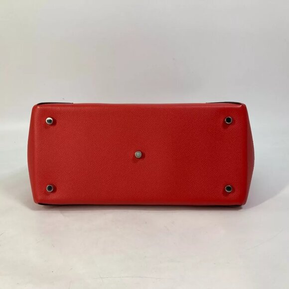 HERMES maxi box cover 30 Hand Bag Tote Bag Evercolor / Epsom Red - Picture 12 of 13